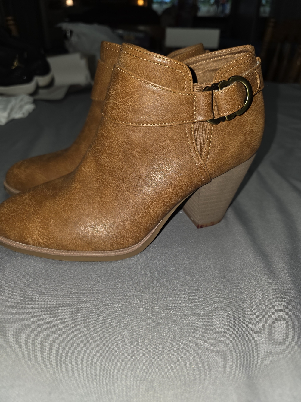 Dr. Scholl's Cognac Brown Ankle Booties with Buckle